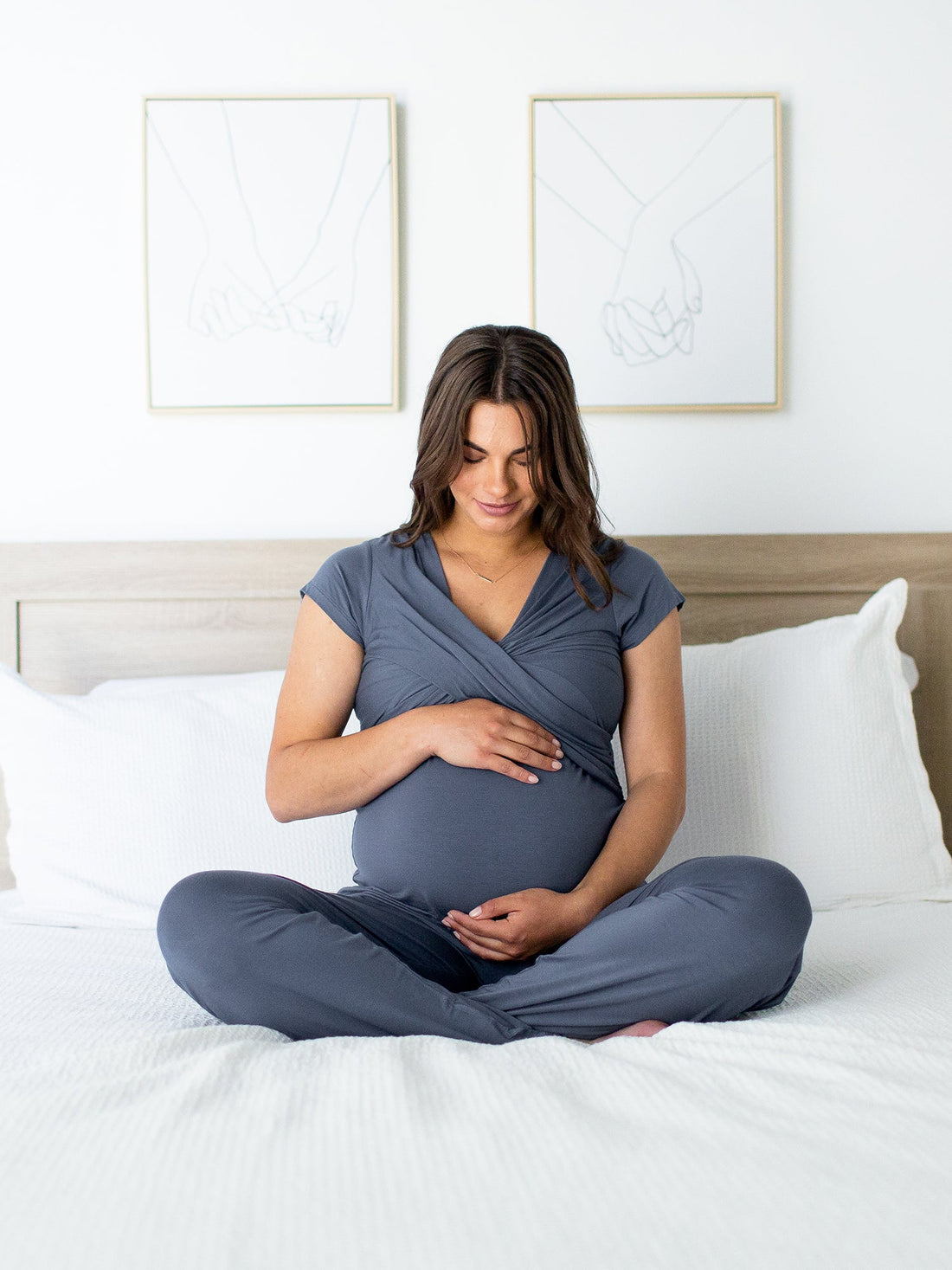 Kindred Bravely Davy Maternity & Nursing Pajama Set | Slate Blue