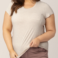 Kindred Bravely Everyday Maternity & Nursing T-shirt | Oatmeal Stripe