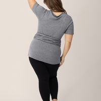 Kindred Bravely Organic Cotton Skin to Skin Short Sleeve Wrap Top | Charcoal Grey Heather