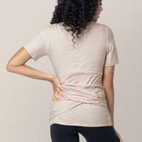 Kindred Bravely Organic Cotton Skin to Skin Short Sleeve Wrap Top | Oatmeal Heather