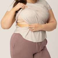 Kindred Bravely Everyday Maternity & Nursing T-shirt | Oatmeal Stripe