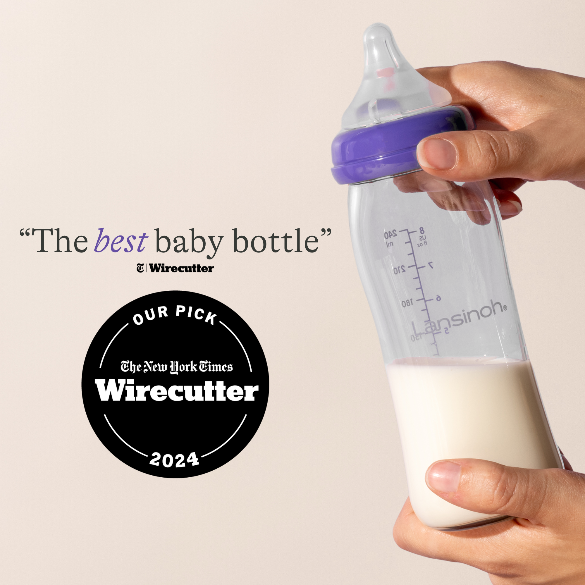 Lansinoh Baby Bottles with NaturalWave Nipple (8oz)