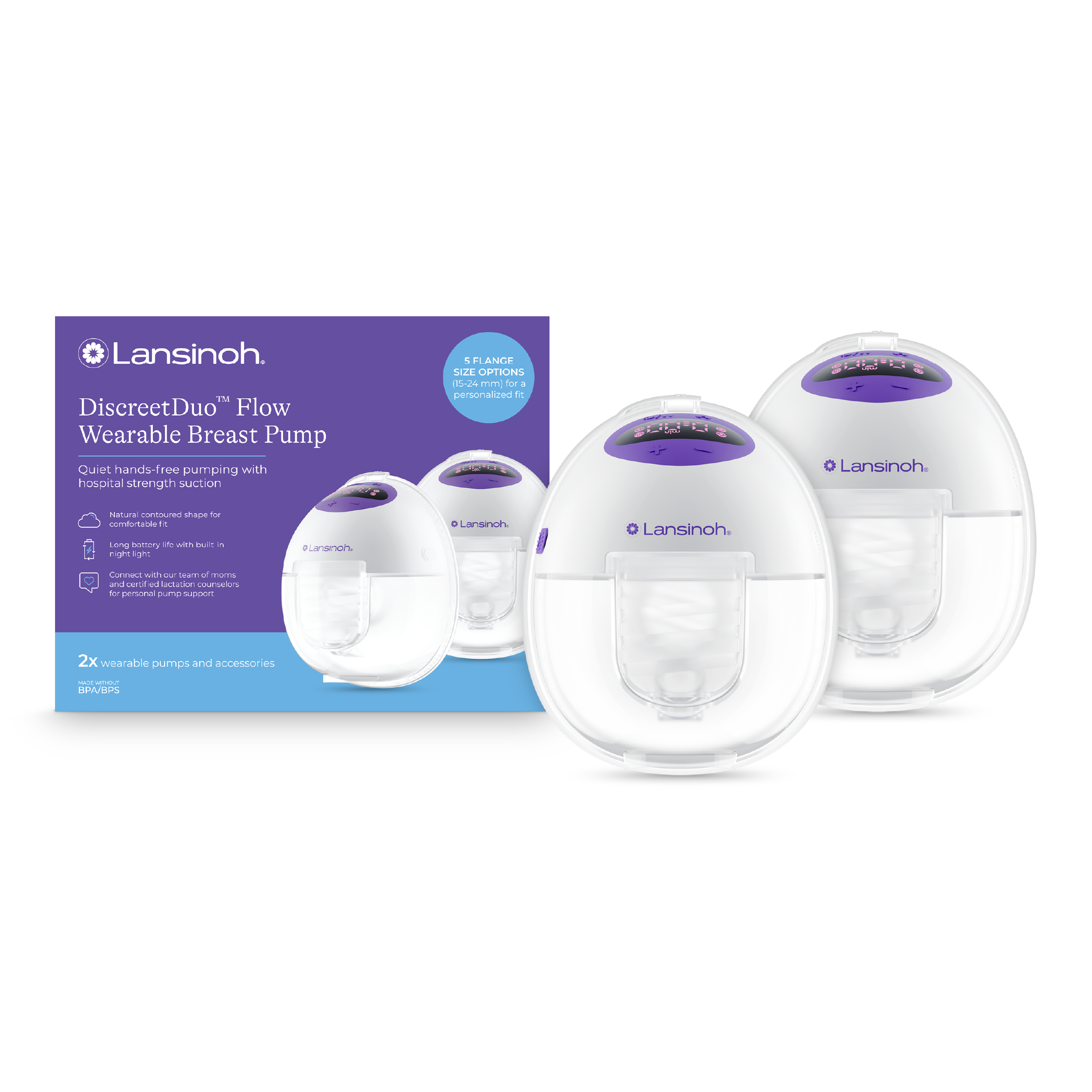 DiscreetDuo Flow Wearable Breast Pump – Lansinoh