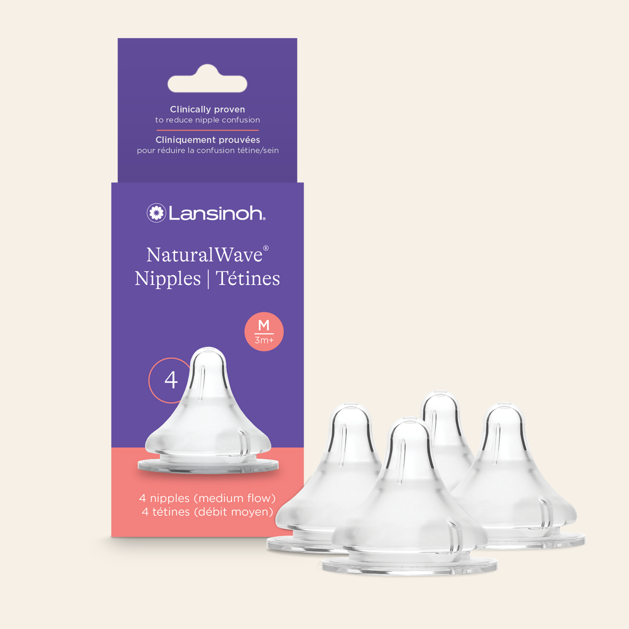 PONS 乳液 Lansinoh NaturalWave Bottle Nipples - 4 Count