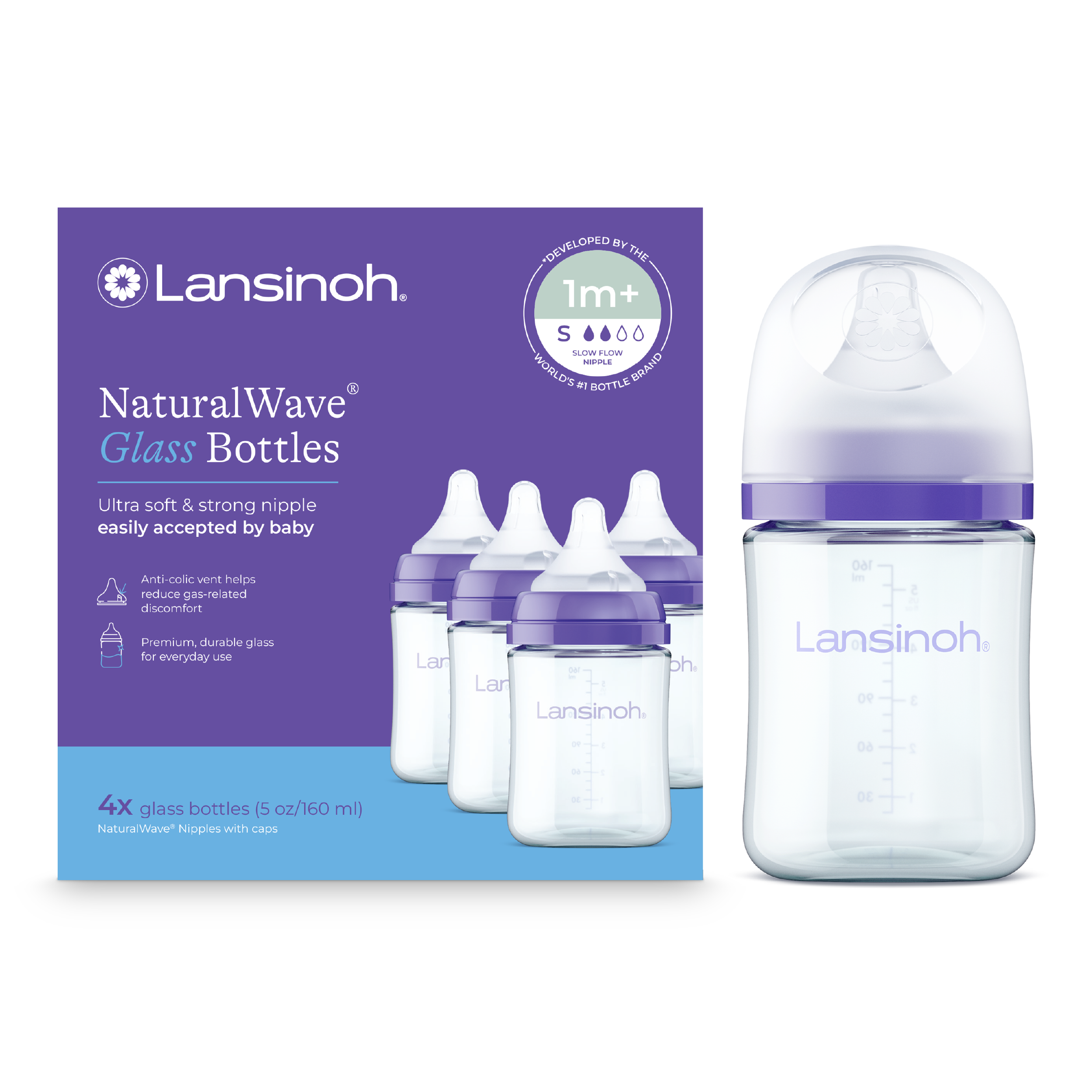 Lansinoh Baby Bottles with NaturalWave Nipple (5oz) Lansinoh Baby Bottles with NaturalWave Nipple (5oz)