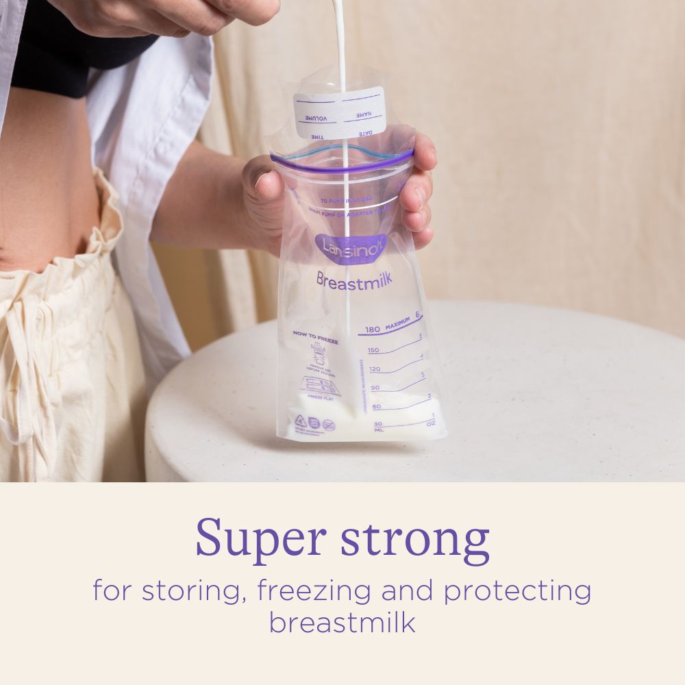Breastmilk Storage Bags 6oz (50ct) with 2 Pump Adapters – Lansinoh