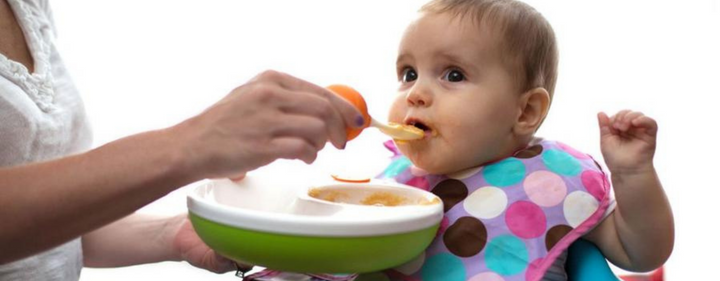 Baby introduced to solid foods
