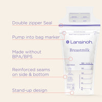 Breastmilk Storage Bags 6oz (50ct) with 2 Pump Adapters
