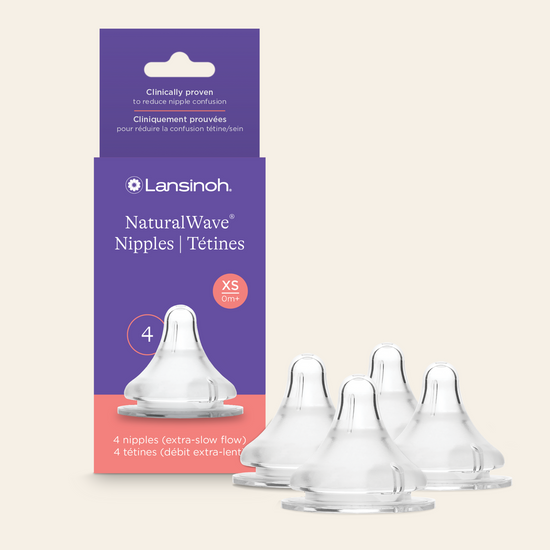 Lansinoh NaturalWave Baby Bottle Nipples, Slow Flow, Size S,1 Month, 4 Count – 100