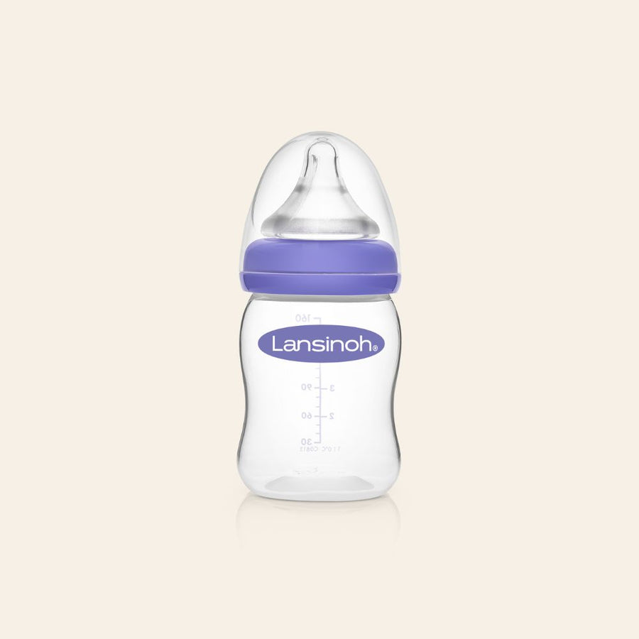 Lansinoh Glass Baby Bottle with NaturalWave Teat (240 ml), Anti-colic,  Premium heat & thermal shock-resistant glass, Medium Flow soft & flexible