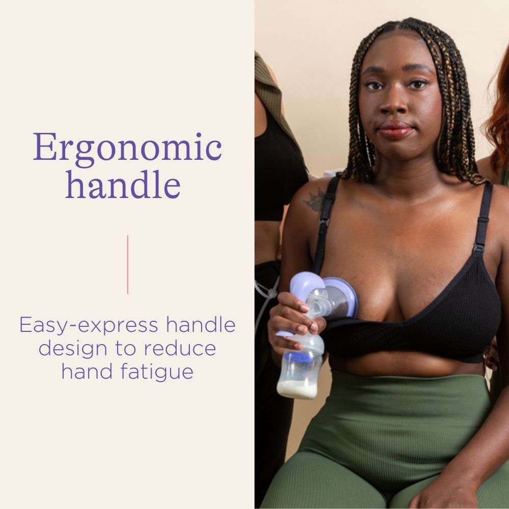 Lansinoh Manual Breast Pump, Ergonomic, Easy Express & Dual Mode, 1 Count,  Includes 2 Flange Sizes (Standard & Large), and NaturalWave Nipple, Cap &  Collar, All for Ideal Suction, Storage and Feeding 